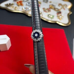 Elegant Silver and Blue Gemstone Ring